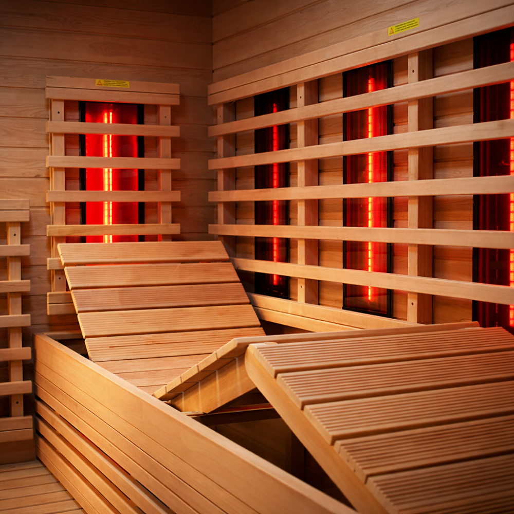 Sauna DreamMaker z białego cedru z dużym przeszklonym frontem - obrazek 3