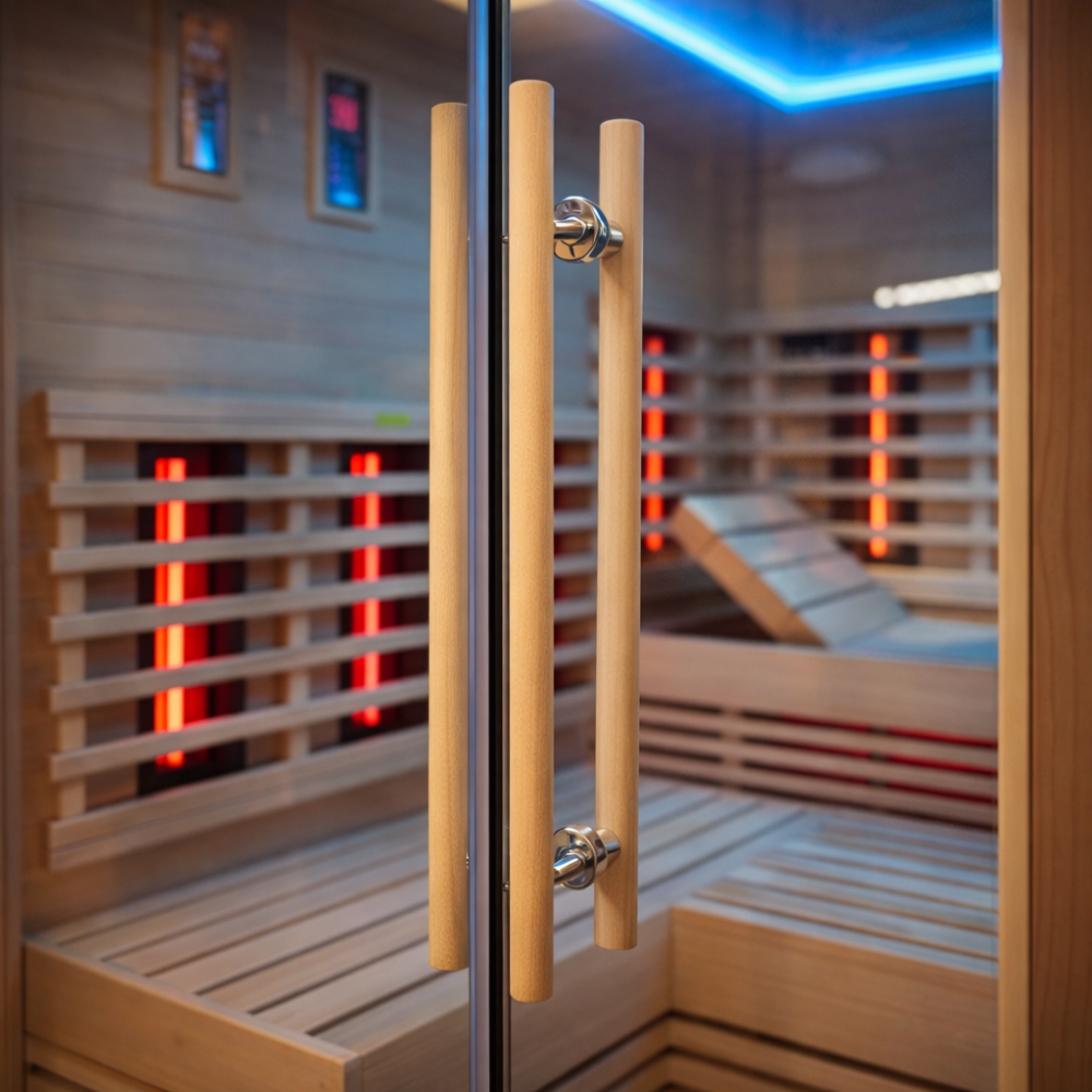 Sauna DreamMaker z białego cedru z dużym przeszklonym frontem - obrazek 4