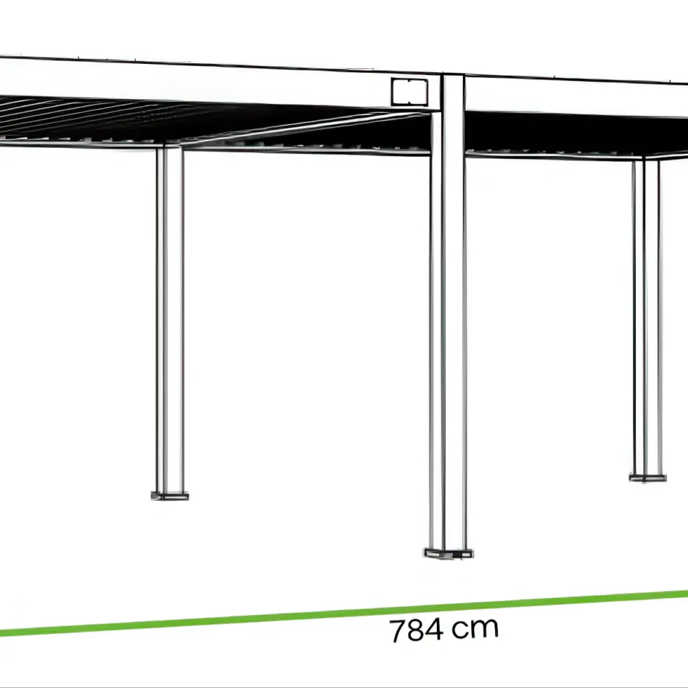 Pergola Aluminiowa Ogrodowa 400x800 cm PREMIUM – Wolnostojąca, Elektryczna + LED - obrazek 5
