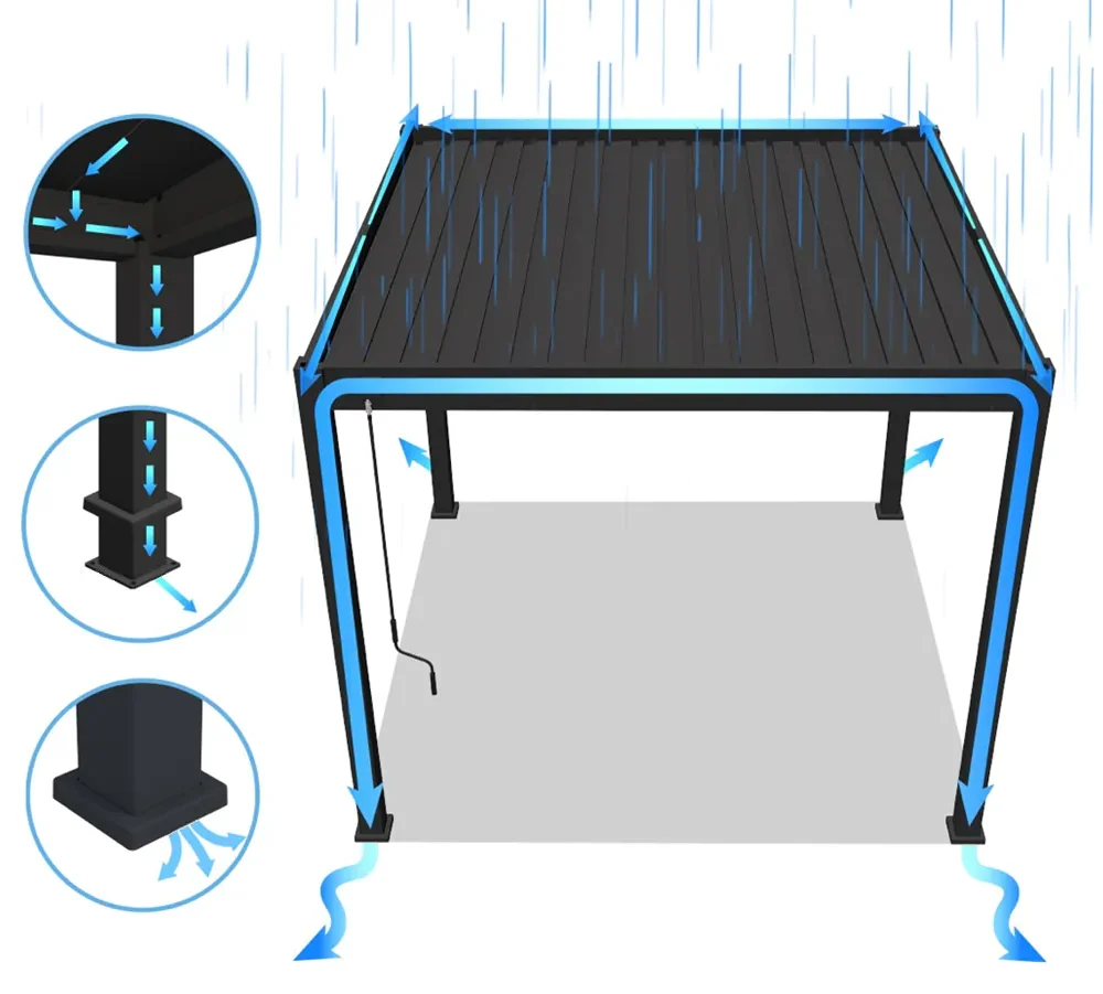 Pergola Aluminiowa Ogrodowa 360x600 cm DELUXE – Wolnostojąca, Wzmocniona Konstrukcja - obrazek 4