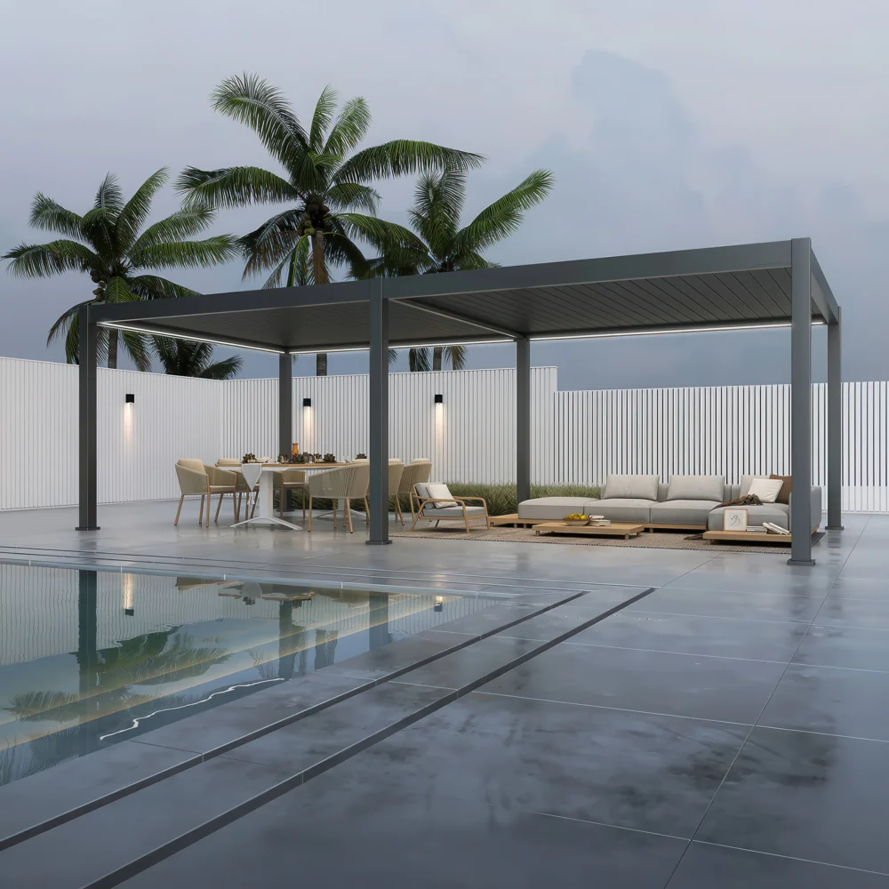 Pergola Aluminiowa Ogrodowa 400x800 cm PREMIUM – Wolnostojąca, Elektryczna + LED - obrazek 3