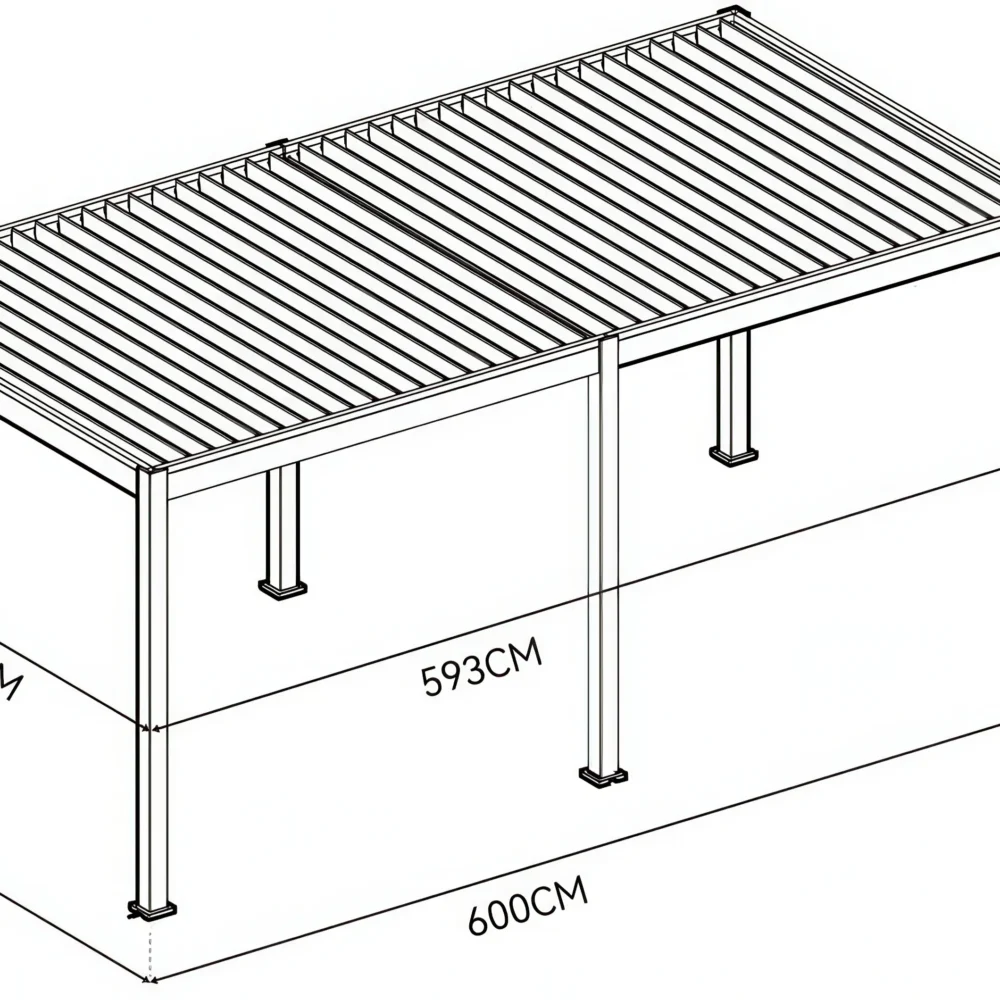 Pergola Aluminiowa Ogrodowa 300x600 cm DELUXE – Wolnostojąca, Elektryczna + LED - obrazek 8