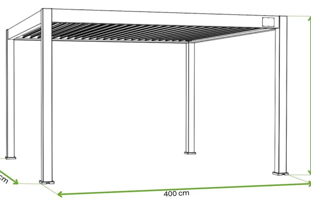 Pergola Aluminiowa Ogrodowa 360x400 cm DELUXE – Wolnostojąca, Elektryczna + LED - obrazek 6
