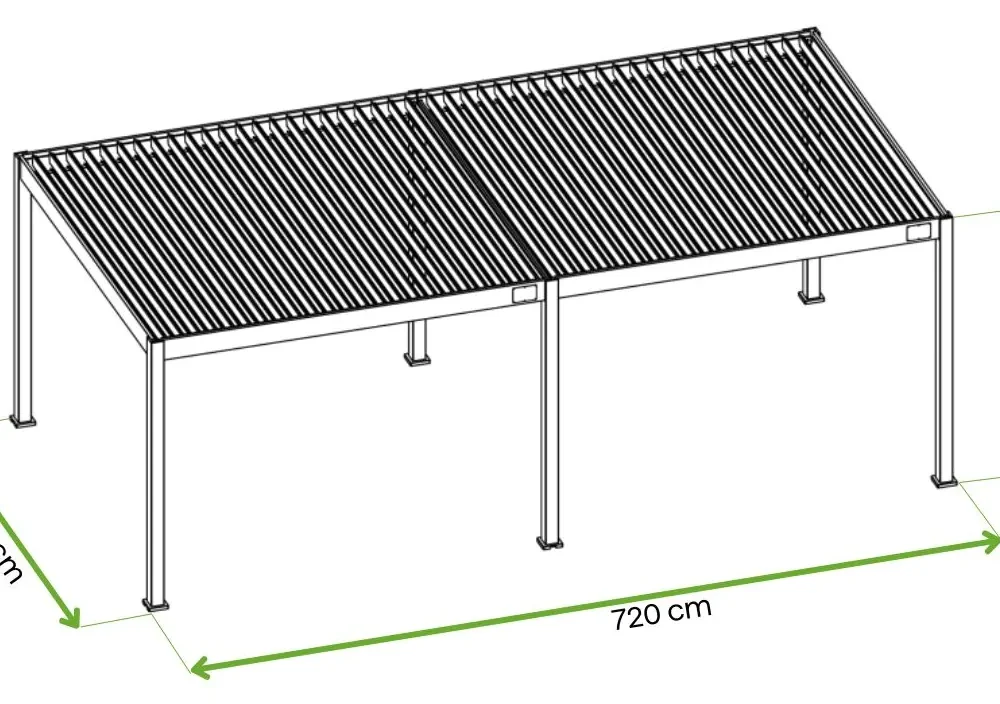 Pergola Aluminiowa Ogrodowa 360x720 cm DELUXE – Wolnostojąca, Elektryczna + LED - obrazek 8
