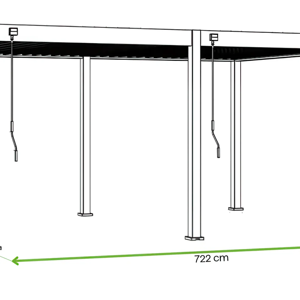 Pergola Aluminiowa Ogrodowa 360x720 cm DELUXE – Wolnostojąca, Wzmocniona Konstrukcja - obrazek 4