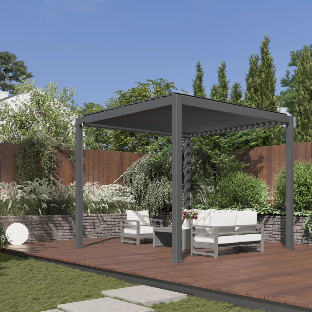 Pergola Aluminiowa Ogrodowa 300x300 cm LOOK - Wolnostojąca, Stalowe Lamele - obrazek 3