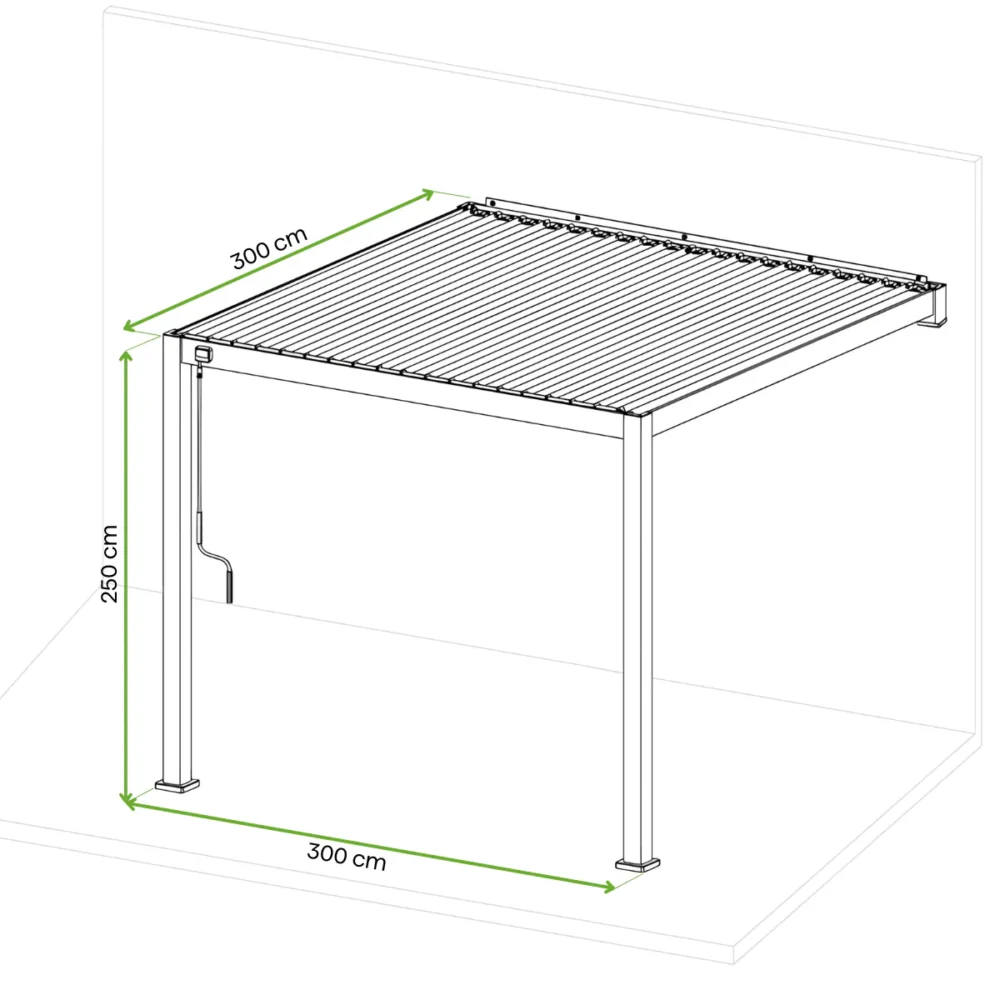 Pergola Aluminiowa Ogrodowa 300x300 cm LOOK – Ścienna, Stalowe Lamele - obrazek 4