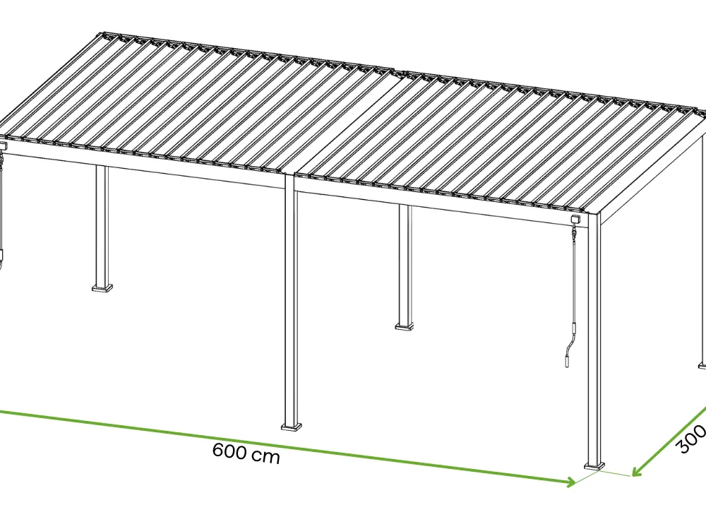 Pergola Aluminiowa Ogrodowa 300x600 cm LOOK - Wolnostojąca, Stalowe Lamele - obrazek 6