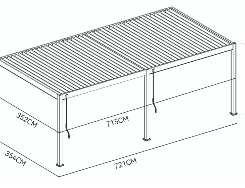 Pergola Aluminiowa Ogrodowa 360x720 cm DELUXE – Ścienna, Wzmocniona Konstrukcja - obrazek 5