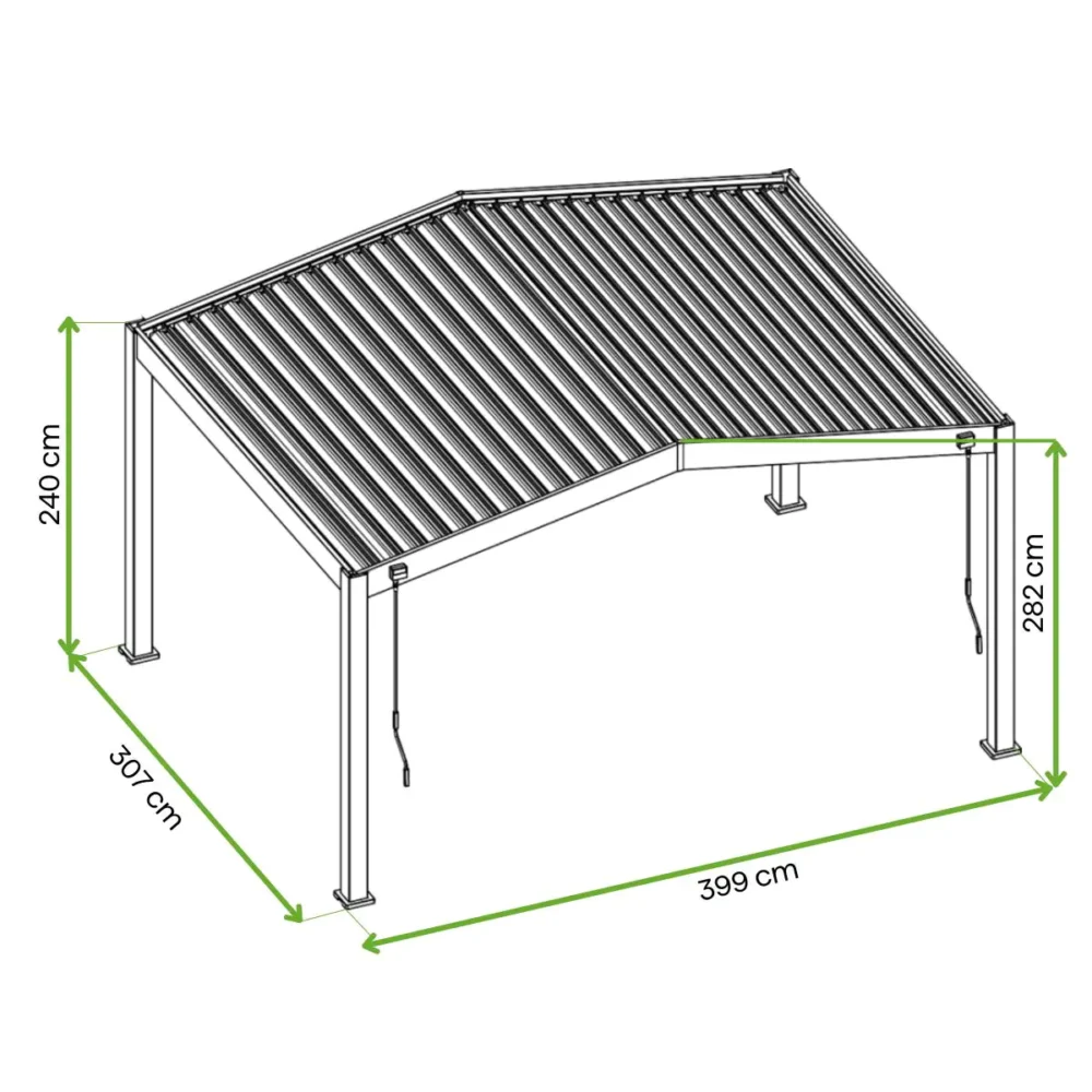 Pergola Aluminiowa Ogrodowa 300x400 cm SUMMIT - Wolnostojąca, Wysokie Zadaszenie - obrazek 3