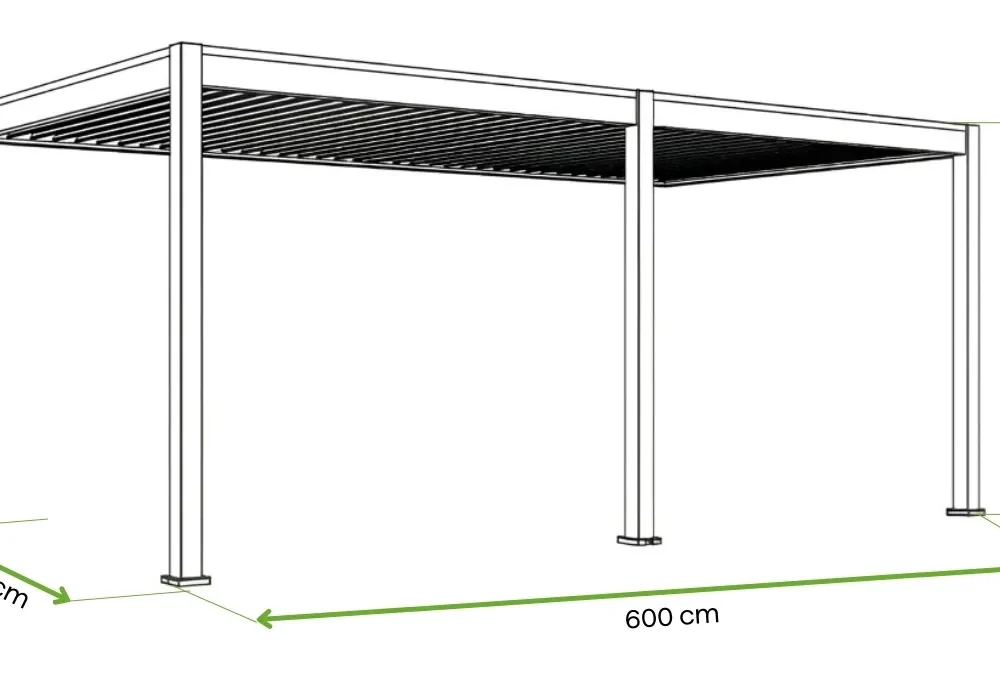 Pergola Aluminiowa Ogrodowa 300×600 cm DELUXE – Ścienna, Elektryczna + LED - obrazek 5