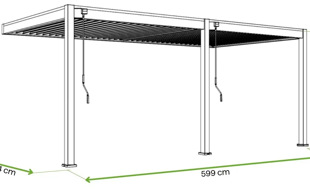 Pergola Aluminiowa Ogrodowa 360x600 cm DELUXE – Ścienna, Wzmocniona Konstrukcja - obrazek 5